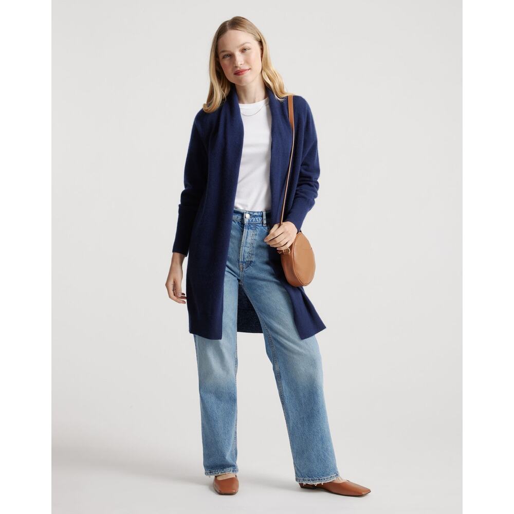 Quince Mongolian Cashmere Duster Cardigan Sweater - S - Blue